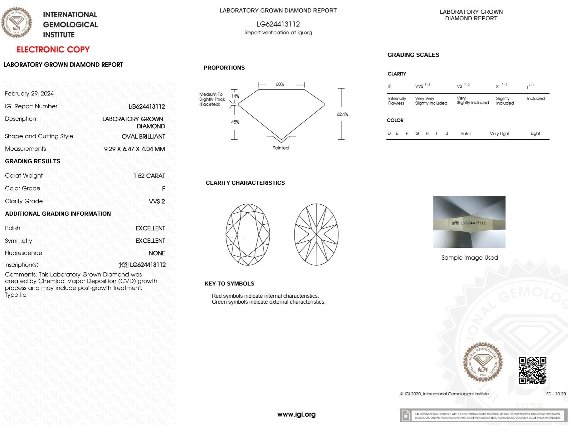 1.52 Carat F-VVS2 Oval Lab Grown Diamond - IGI (#50702) Loose Diamond Princess Bride Diamonds 