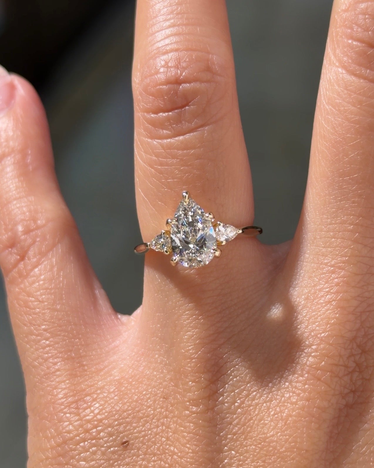 1.52ct D-VVS2 Pear Lab Diamond Petite Gracie - PBD Engagement Rings