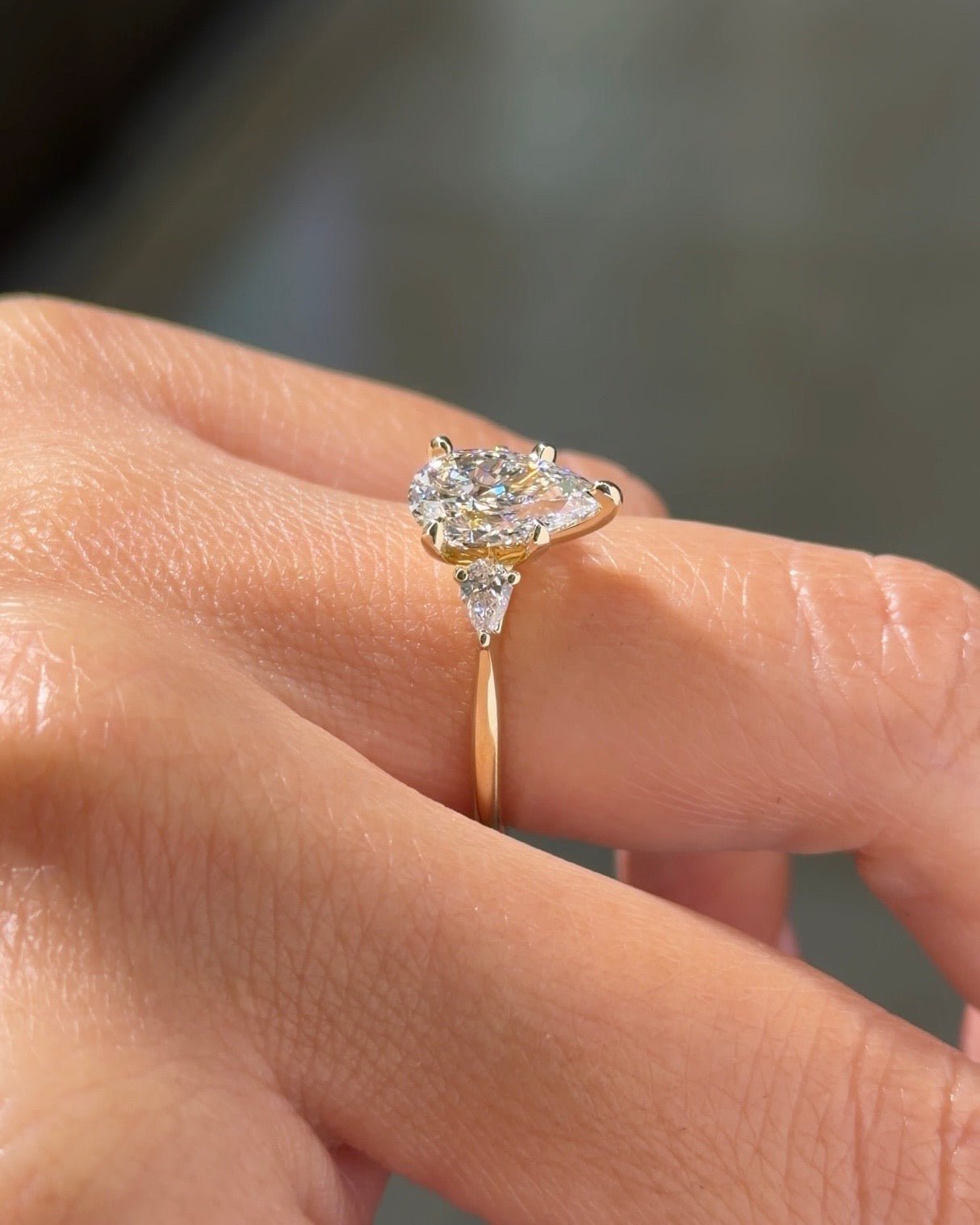 1.52ct D-VVS2 Pear Lab Diamond Petite Gracie - PBD Engagement Rings