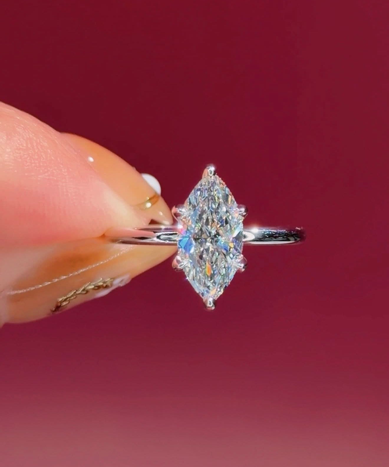 1.53ct D-VS1 Marquise Lab Diamond Leah - PBD Engagement Rings