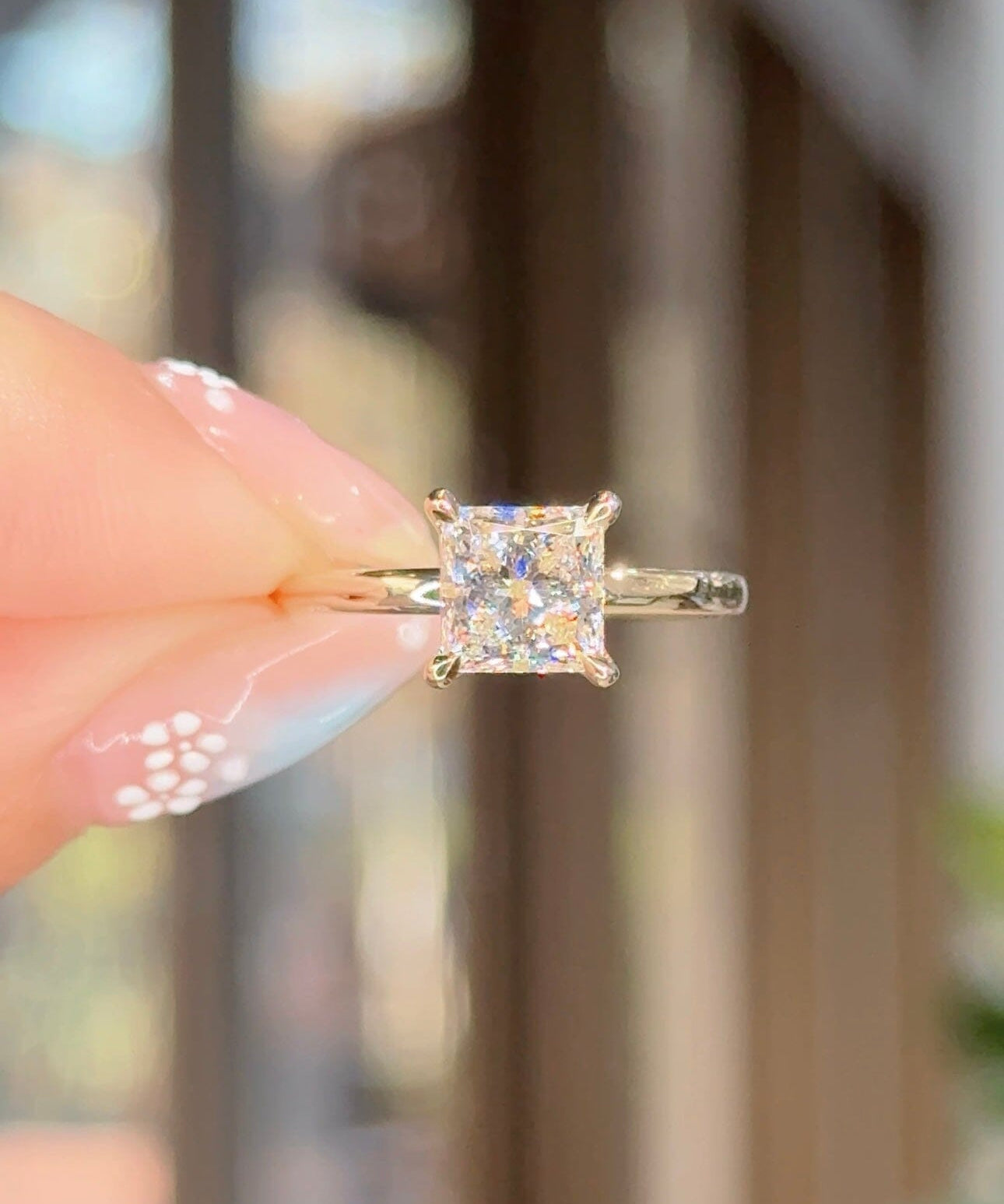 1.53ct D-VS1 Princess Lab Diamond Leah Engagement Rings Princess Bride Diamonds 