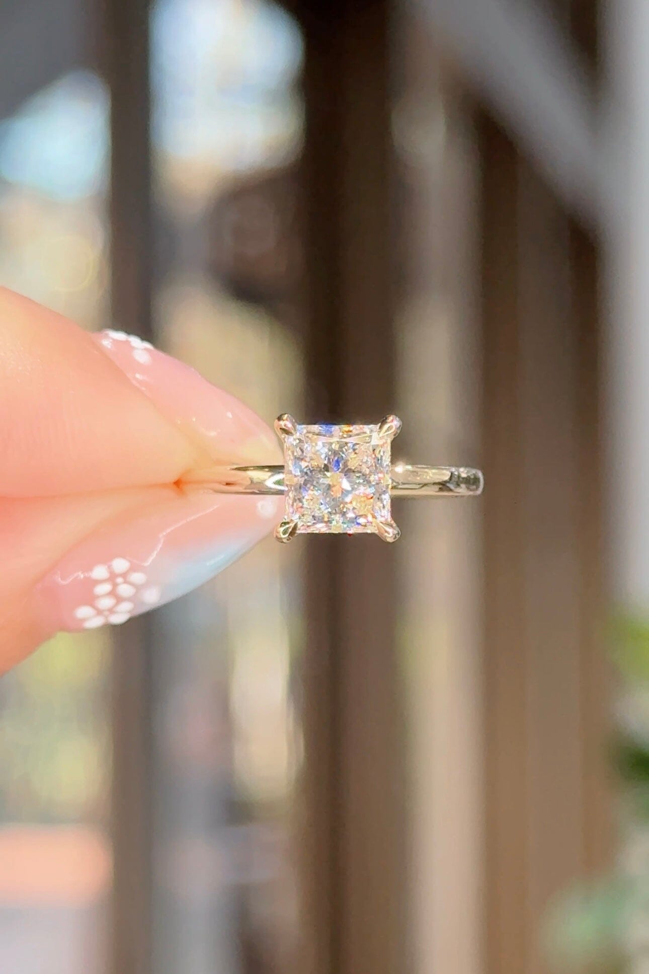 1.53ct D-VS1 Princess Lab Diamond Leah Engagement Rings Princess Bride Diamonds 