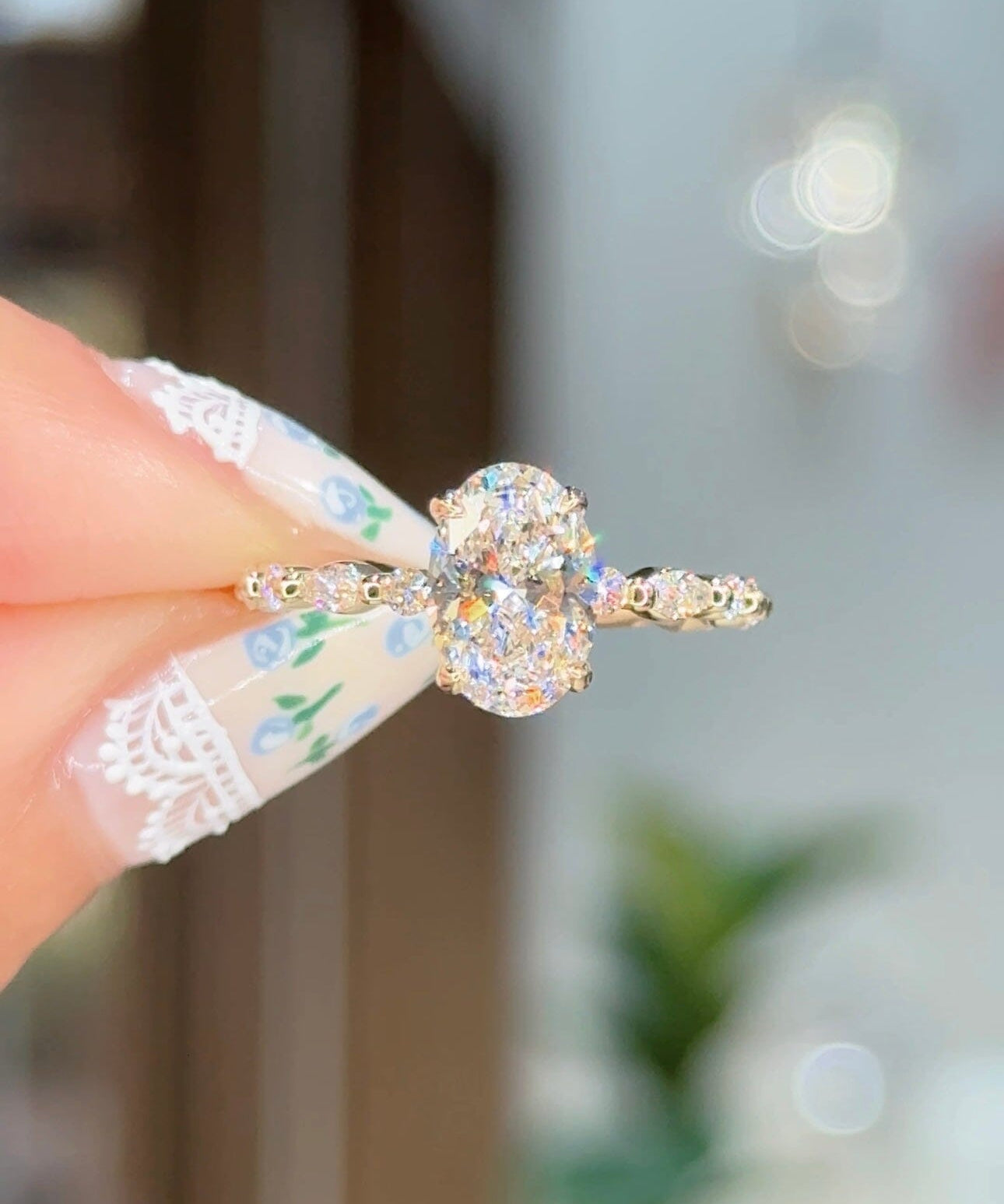 1.53ct E-VS1 Oval Lab Diamond Rei Engagement Rings Princess Bride Diamonds 