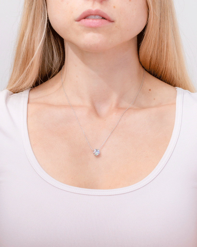 1.53ct F-VS1 Round Lab Diamond 14k White Gold Pendant Necklaces Princess Bride Diamonds 