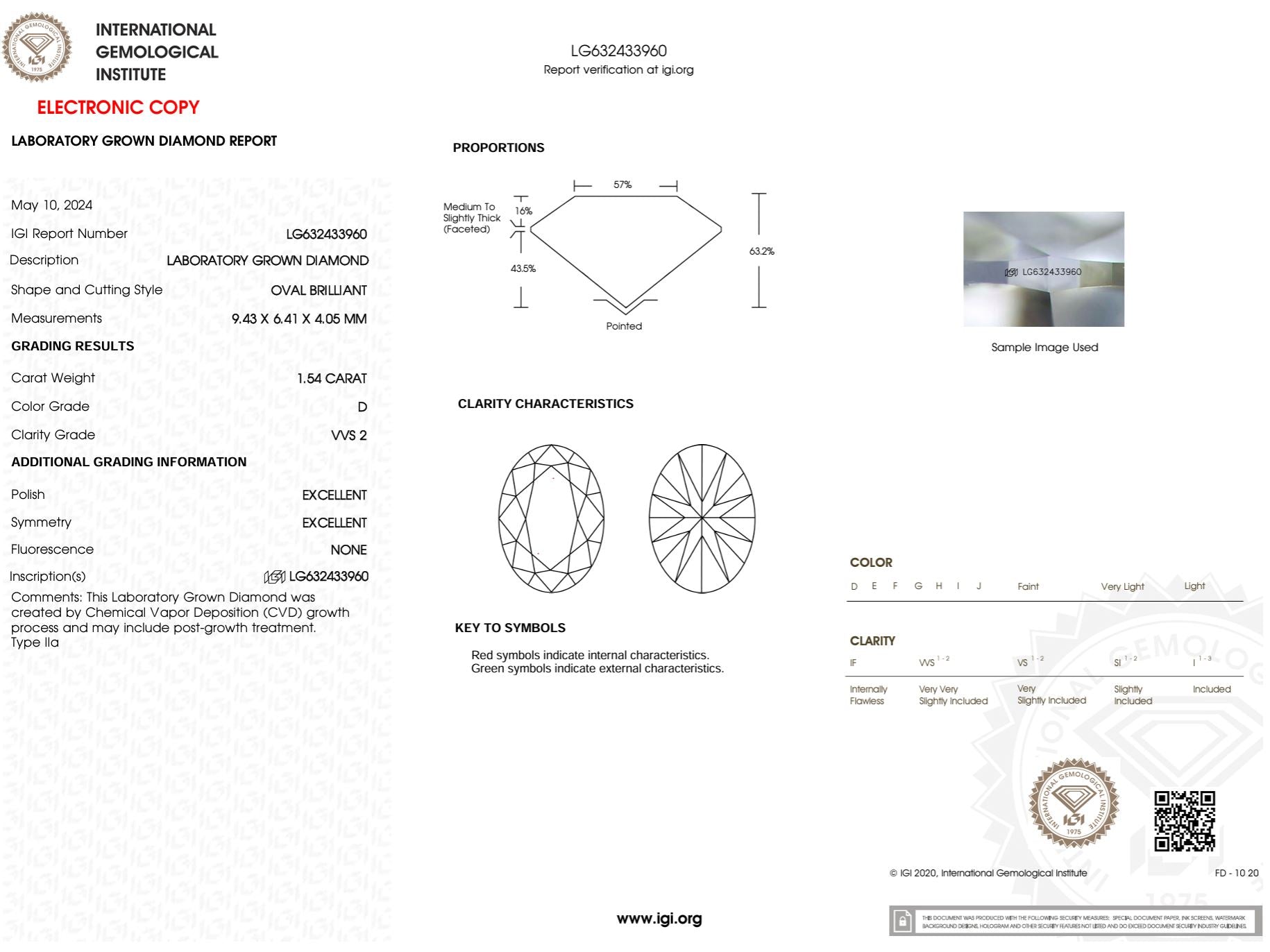 1.54 Carat D-VVS2 Oval Lab Grown Diamond - IGI (#50591) Loose Diamond Princess Bride Diamonds 