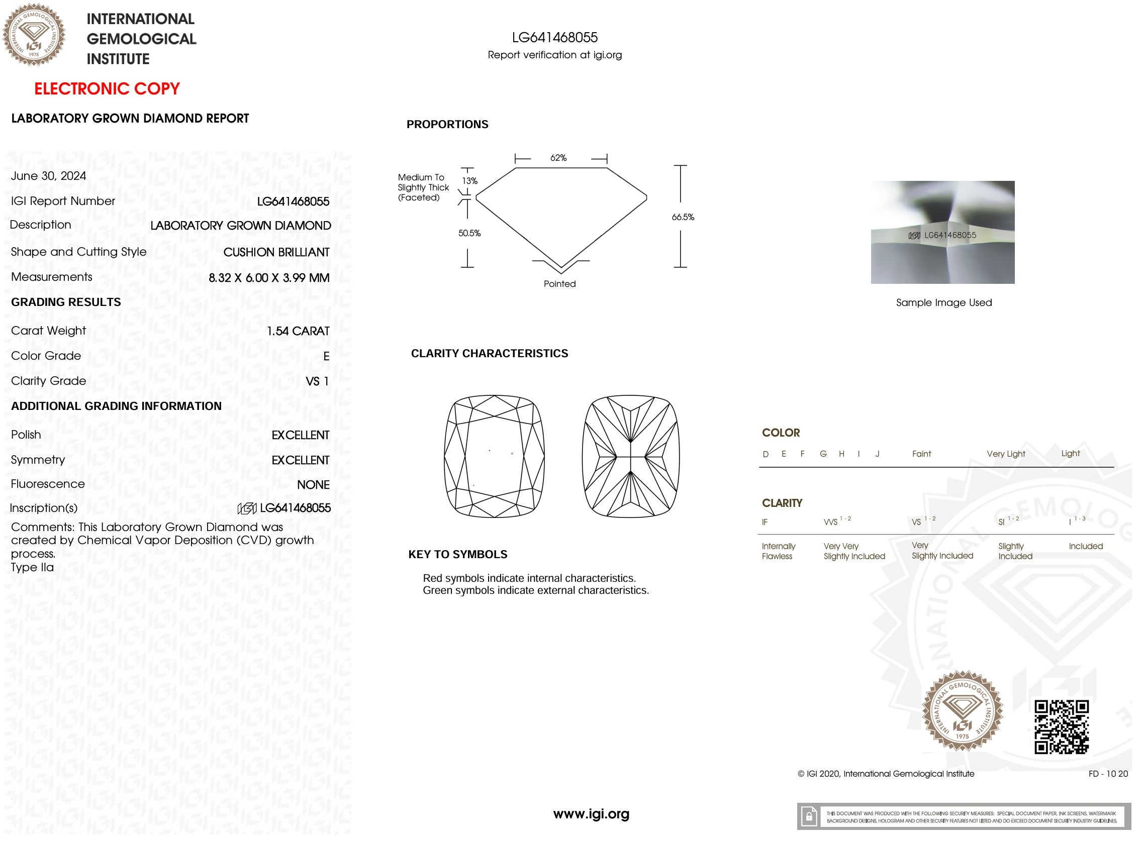 1.54 Carat E-VS1 Elongated Cushion Lab Grown Diamond - IGI (#54115) Loose Diamond Princess Bride Diamonds 