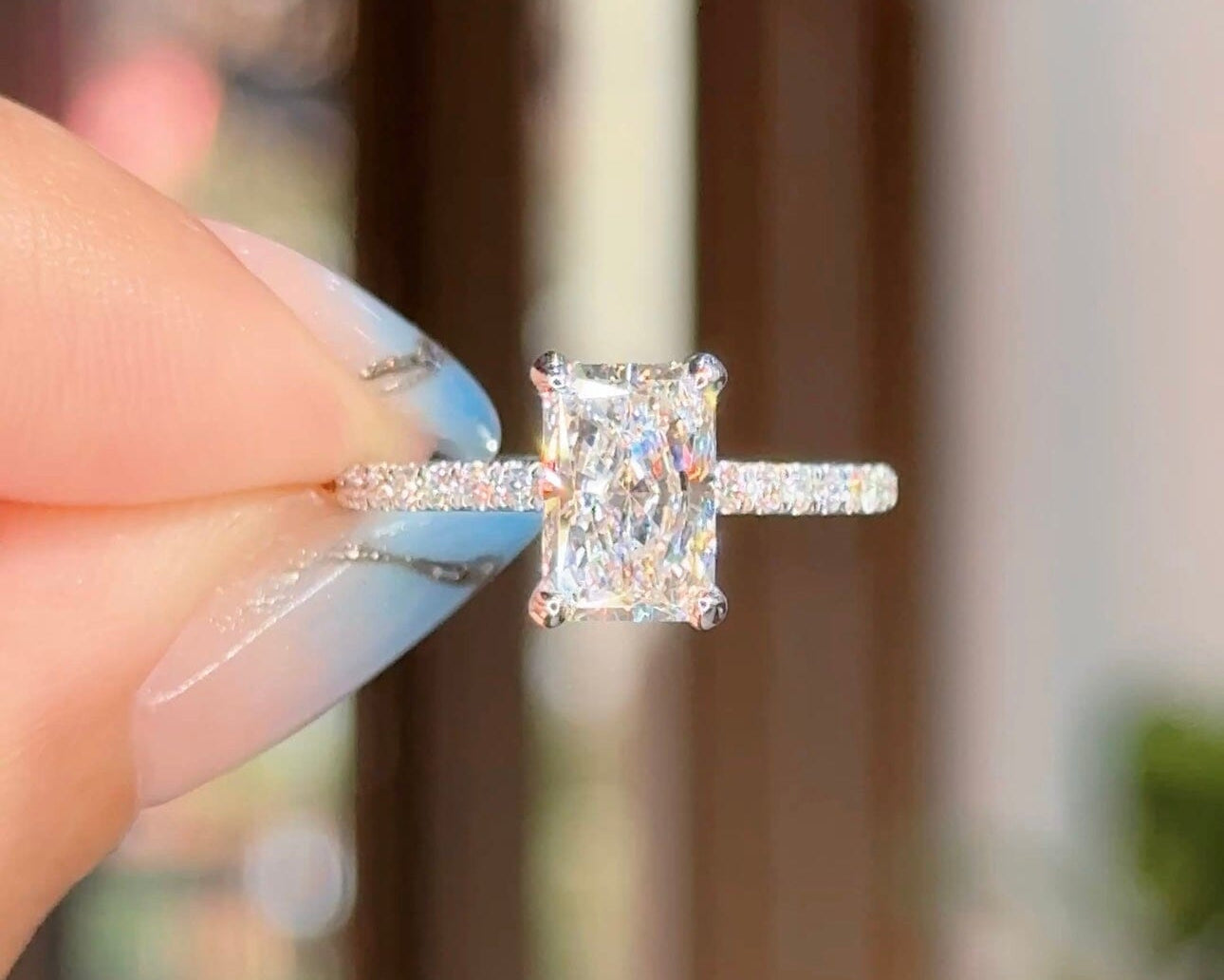 1.54ct D-VS1 Radiant Lab Diamond Stephanie Engagement Rings Princess Bride Diamonds 