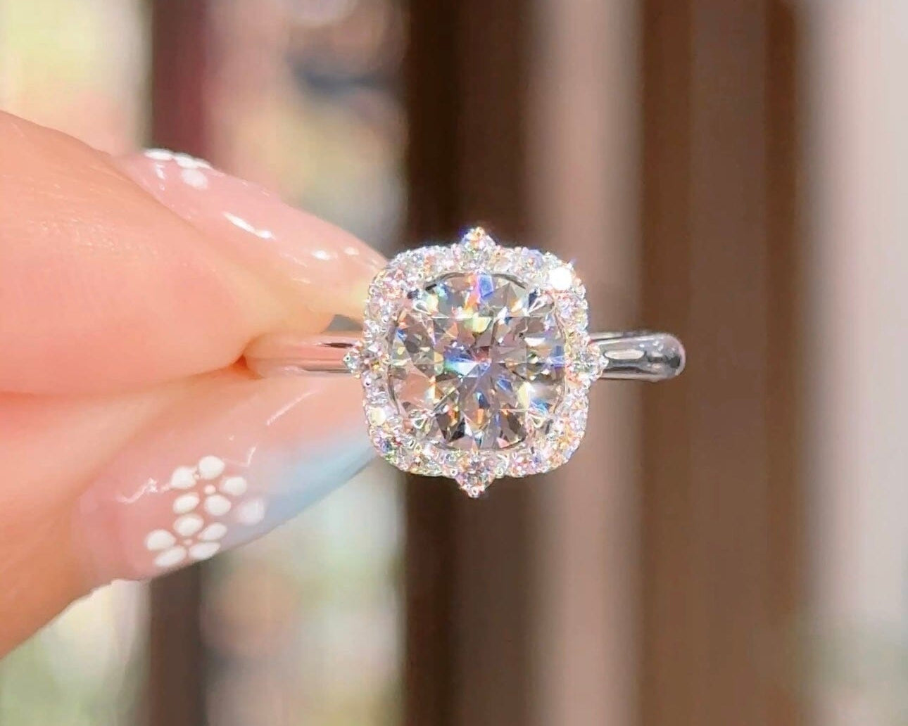1.54ct D-VS1 Round Lab Diamond Hemera Engagement Rings Princess Bride Diamonds 