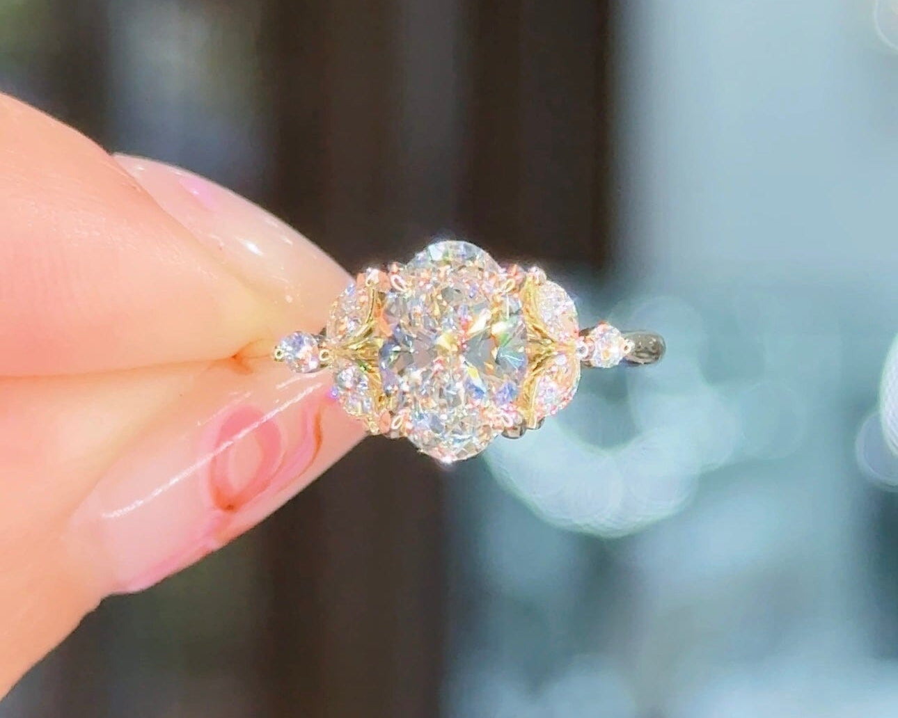 1.54ct F-VS1 Oval Lab Diamond Sarah Engagement Rings Princess Bride Diamonds 