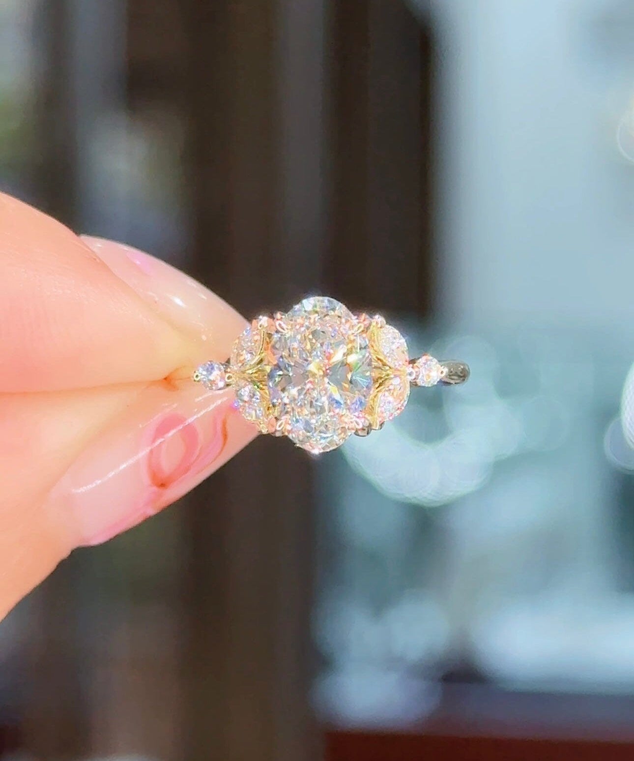 1.54ct F-VS1 Oval Lab Diamond Sarah Engagement Rings Princess Bride Diamonds 
