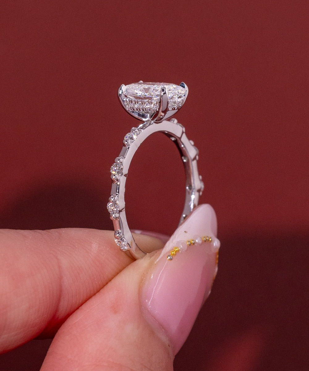 1.55ct D - VVS1 Oval Lab Diamond Daisy - PBD Engagement Rings