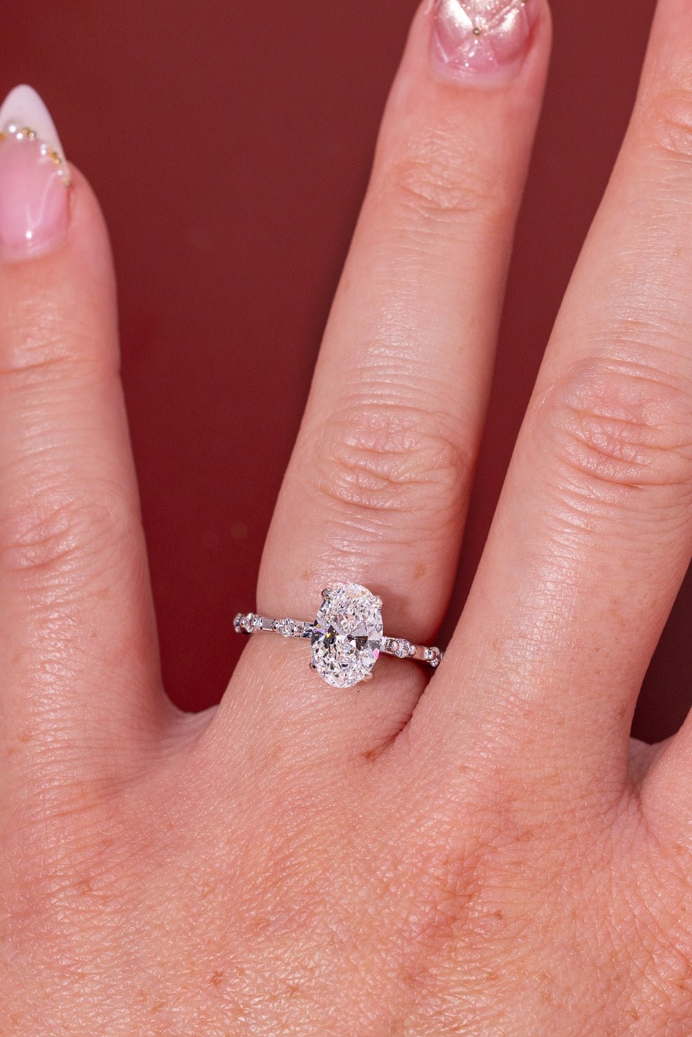 1.55ct D - VVS1 Oval Lab Diamond Daisy - PBD Engagement Rings