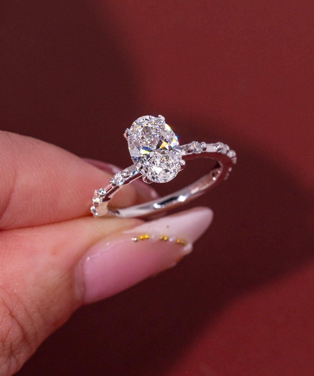 1.55ct D - VVS1 Oval Lab Diamond Daisy - PBD Engagement Rings