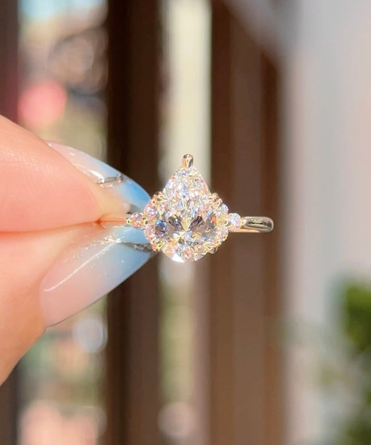 1.55ct D-VVS2 Pear Lab Diamond Lindsey Engagement Rings Princess Bride Diamonds 