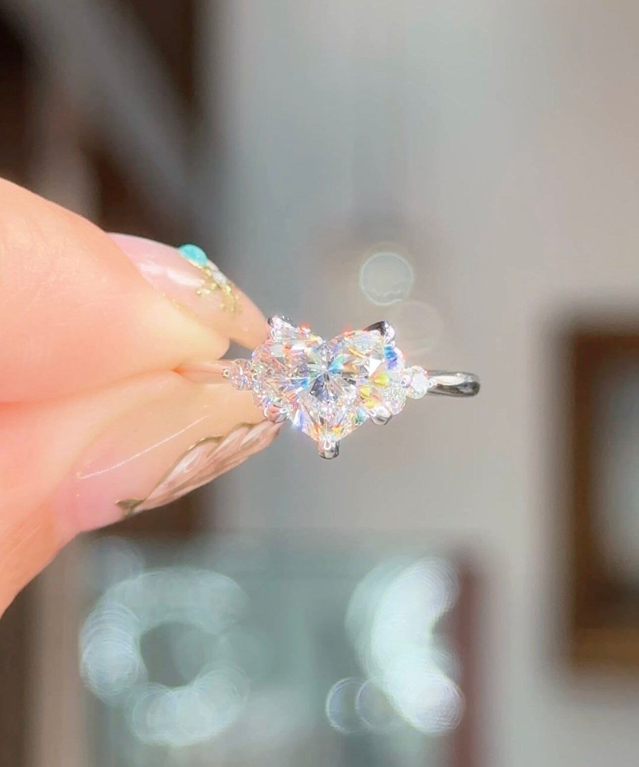 1.55ct E-VVS2 Heart Lab Diamond Lindsey Engagement Rings Princess Bride Diamonds 