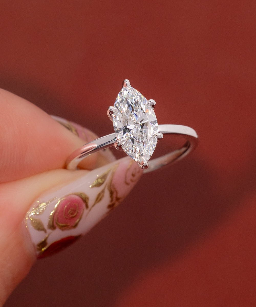 1.59ct E - VVS2 Marquise Lab Diamond Leah - PBD Engagement Rings