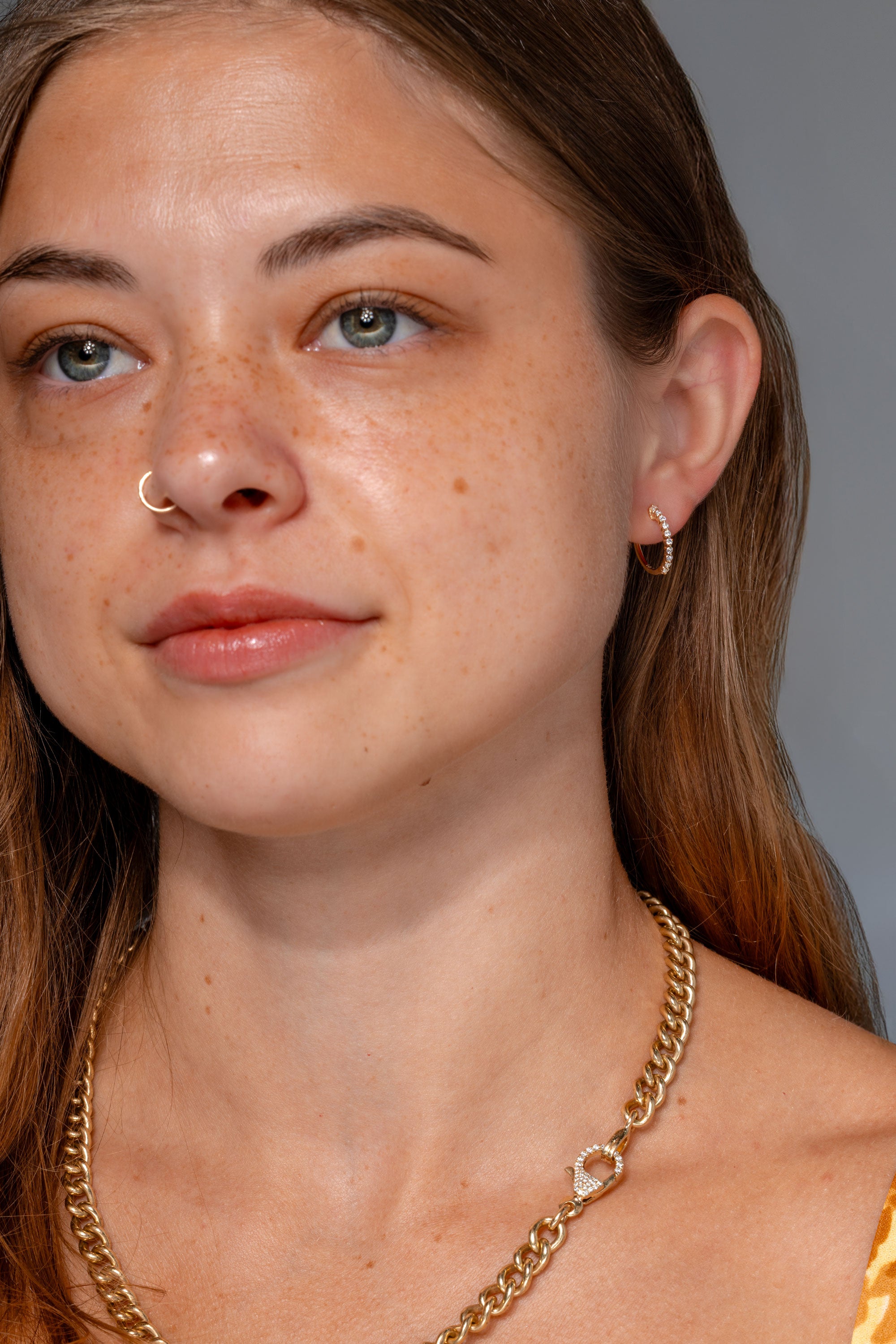 15mm Floating Diamond Hoops 14k Yellow Gold