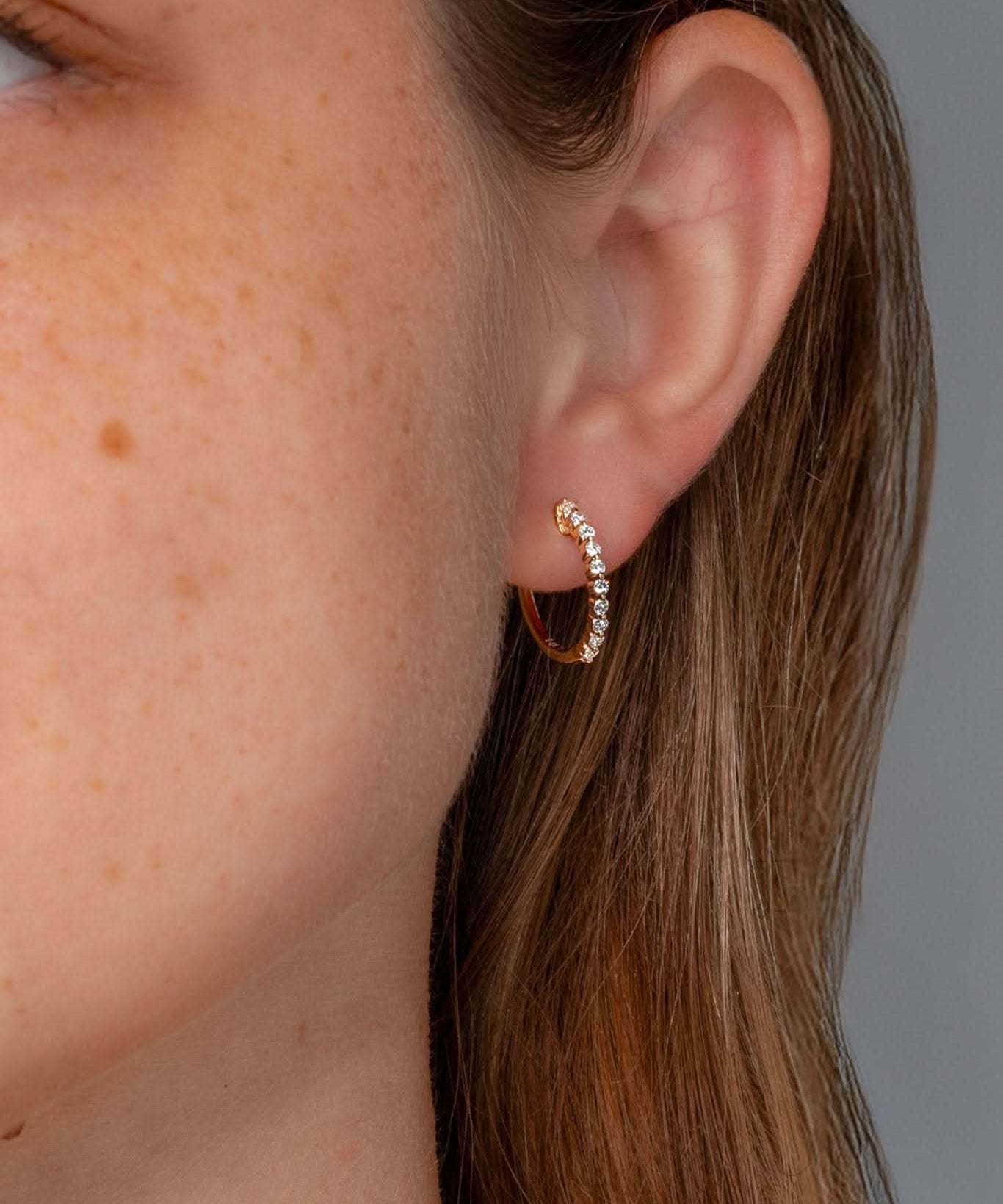 15mm Floating Diamond Hoops 14k Yellow Gold - PBD Earrings