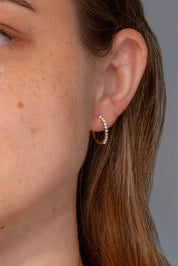 15mm Floating Diamond Hoops 14k Yellow Gold - PBD Earrings