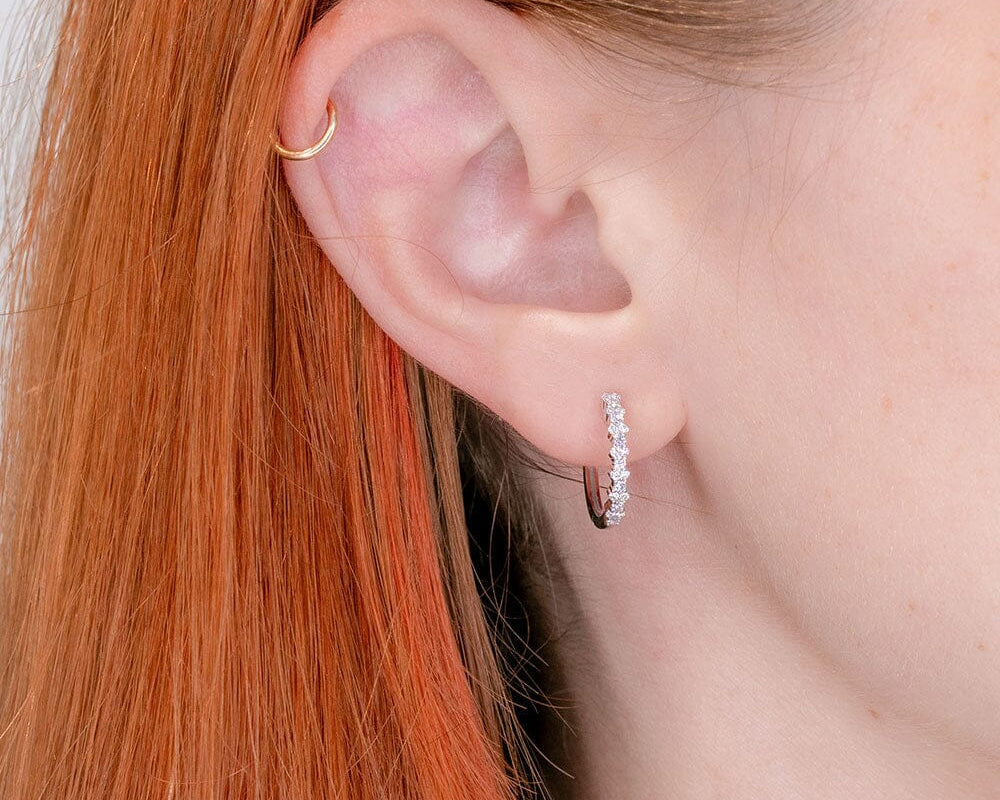 15mm Wavy Pavé Hoops White Gold Earrings Princess Bride Diamonds 