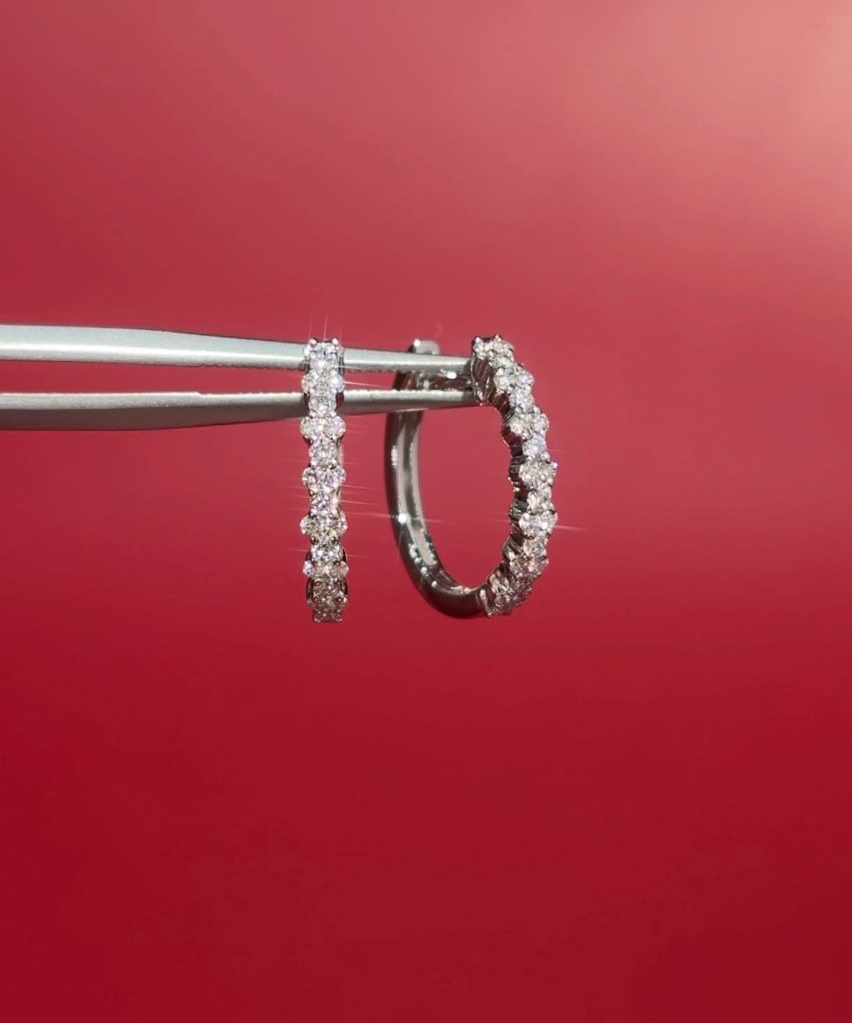 15mm Wavy Pavé Hoops White Gold - PBD Earrings