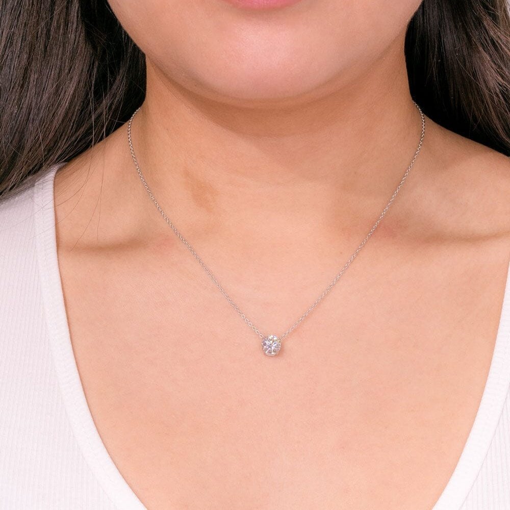 1.61ct E-VS1 Round Lab Diamond 14k White Gold Pendant Necklaces Princess Bride Diamonds 