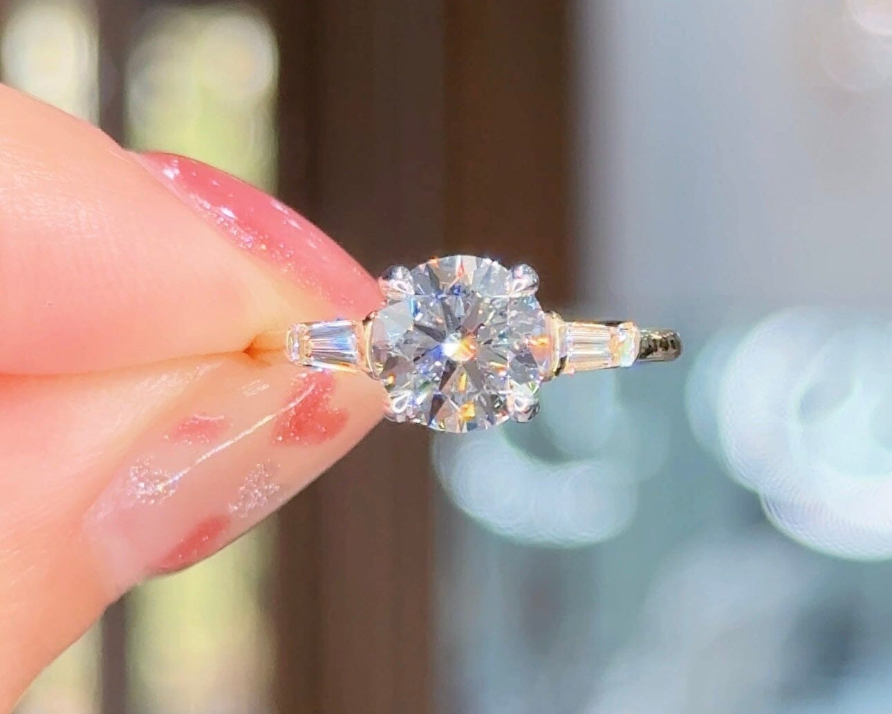 1.66ct E-VS1 Round Lab Diamond Emma Engagement Rings Princess Bride Diamonds 