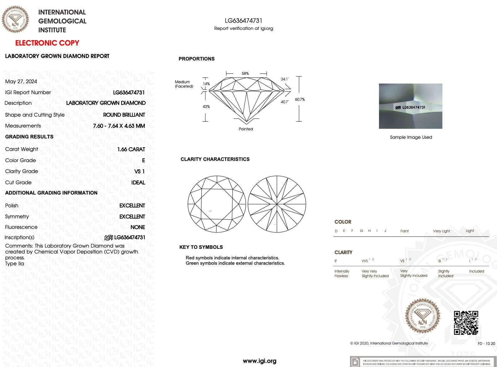 1.66ct E - VS1 Round Lab Diamond Emma - PBD Engagement Rings