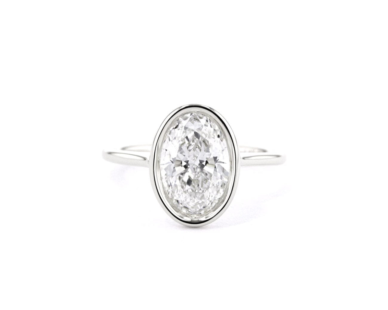 1.6mm Ava Oval High Polish Bezel Engagement Rings Princess Bride Diamonds 