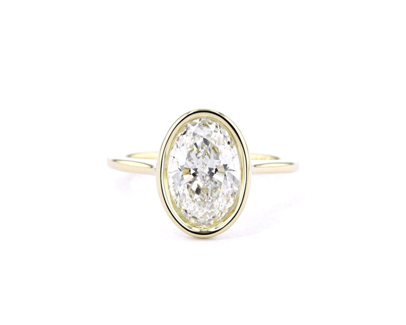 1.6mm Ava Oval High Polish Bezel Engagement Rings Princess Bride Diamonds 