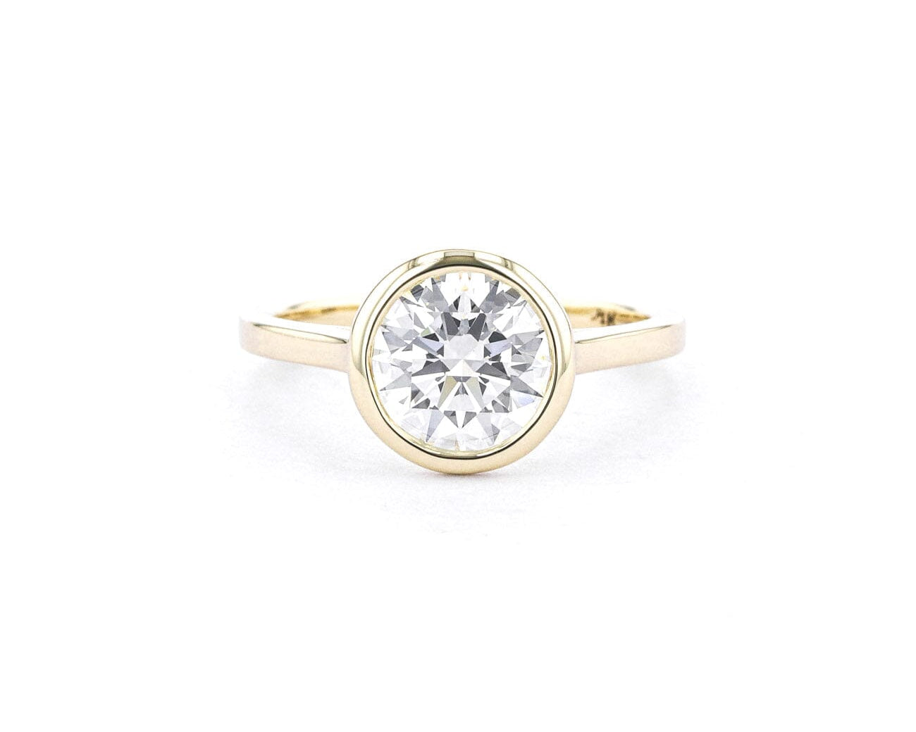 1.6mm Ava Round High Polish Bezel Engagement Rings Princess Bride Diamonds 