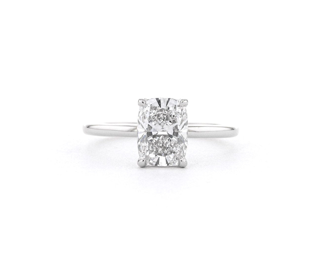 1.6mm Leah Elongated Cushion High Polish Engagement Rings Princess Bride Diamonds 