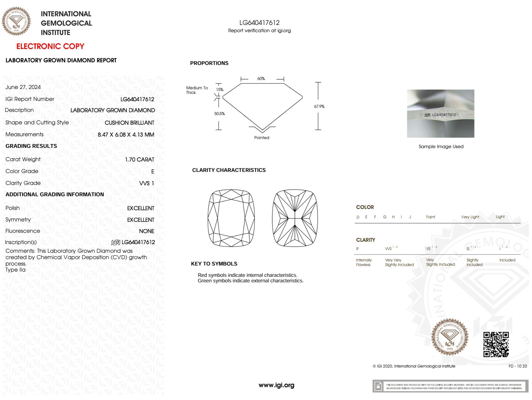 1.70 Carat E-VVS1 Elongated Cushion Lab Grown Diamond - IGI (#50889) Loose Diamond Princess Bride Diamonds 