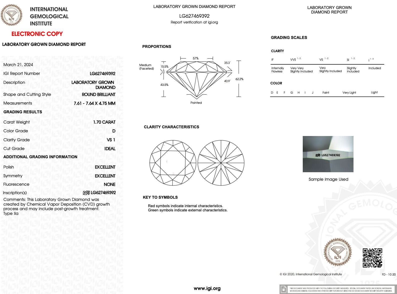 1.70ct D - VS1 Round Lab Diamond Gracie - PBD Engagement Rings