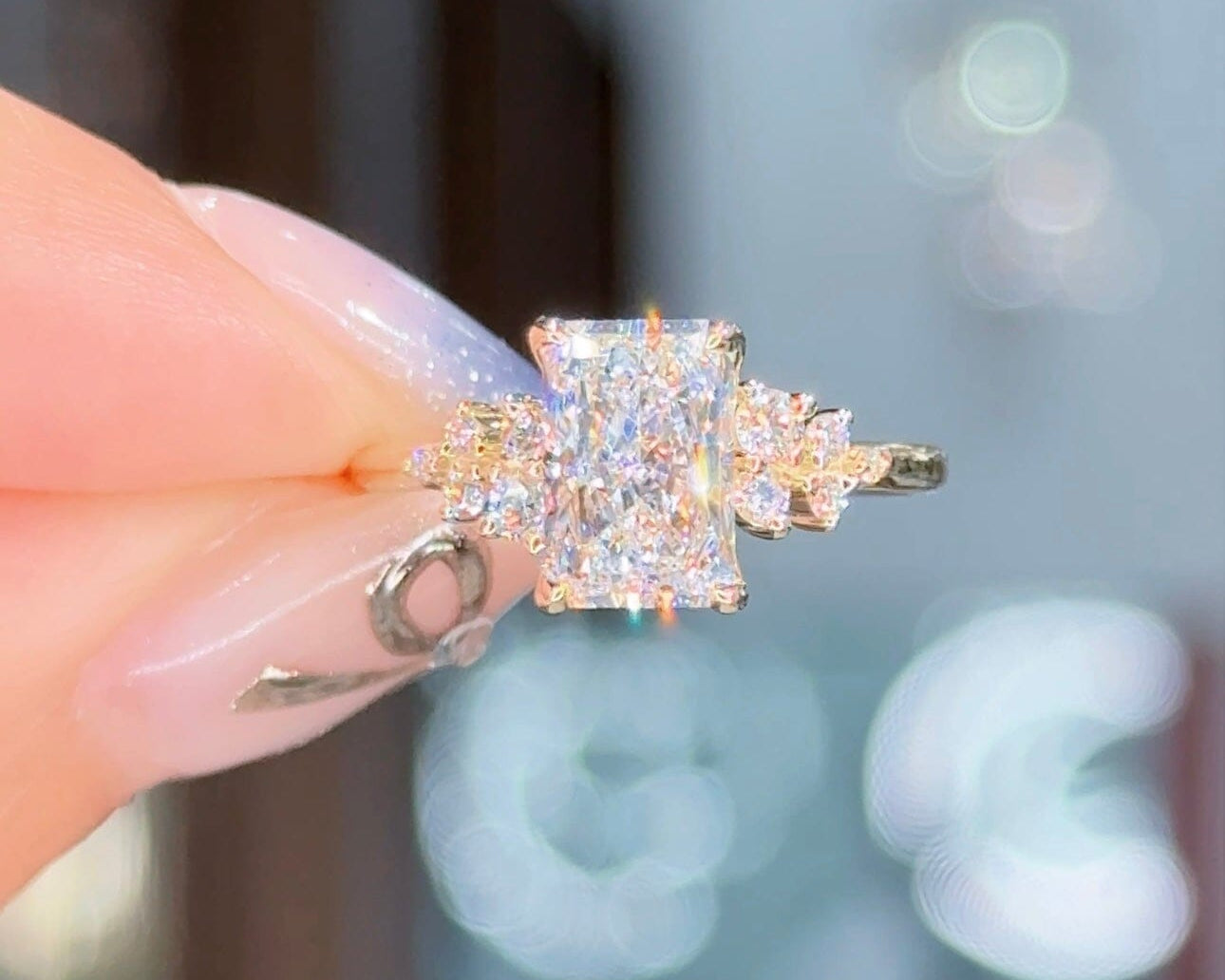 1.71ct D-VS1 Radiant Lab Diamond Nova Engagement Rings Princess Bride Diamonds 