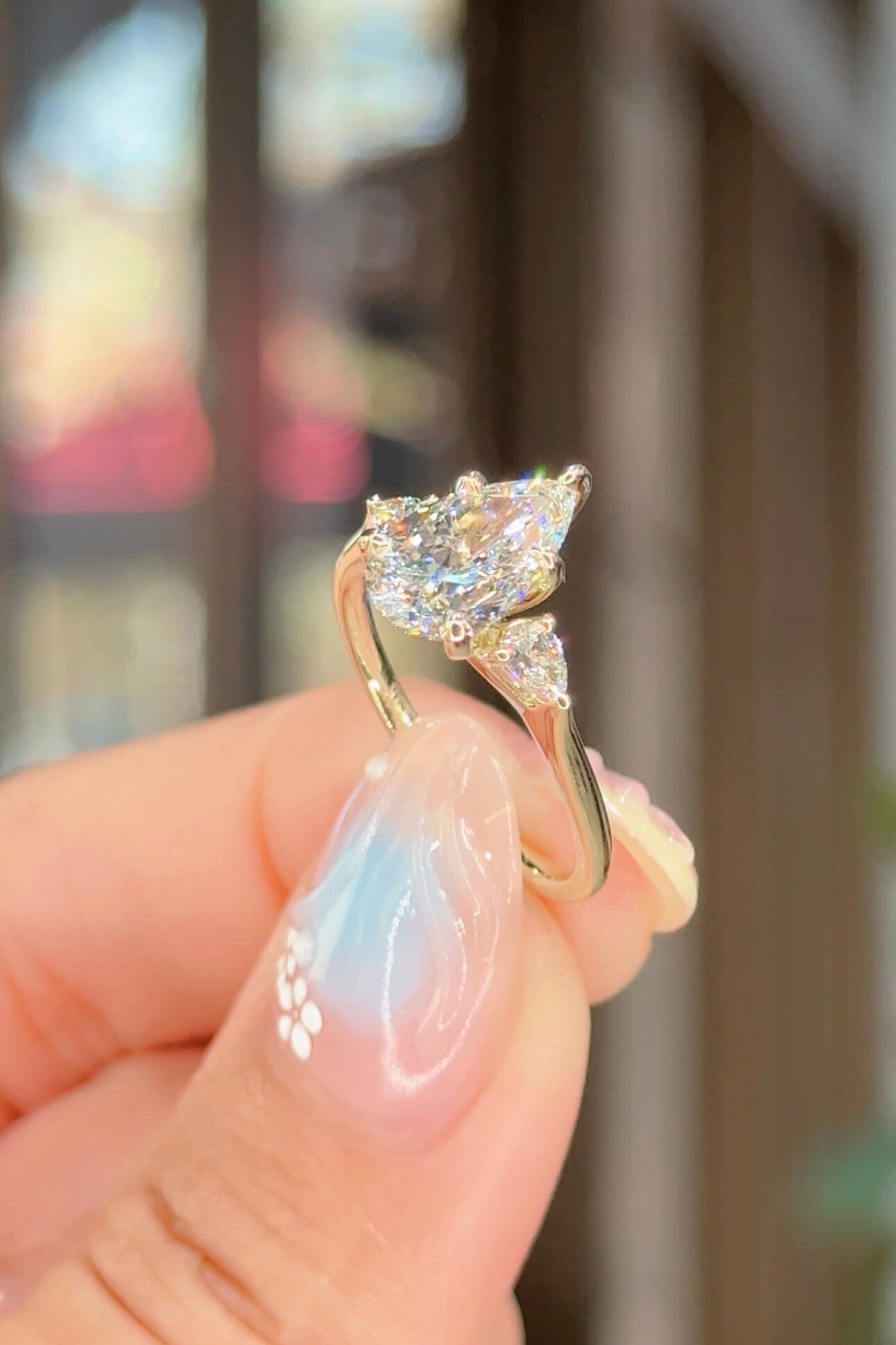 1.71ct D-VVS2 Pear Lab Diamond Petite Gracie Engagement Rings Princess Bride Diamonds 