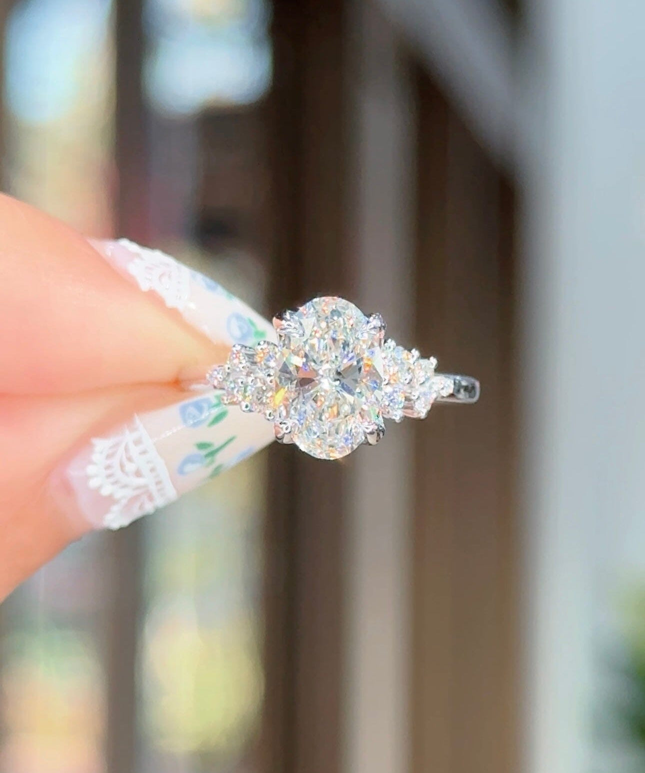 1.71ct F-VVS2 Oval Lab Diamond Nova Engagement Rings Princess Bride Diamonds 