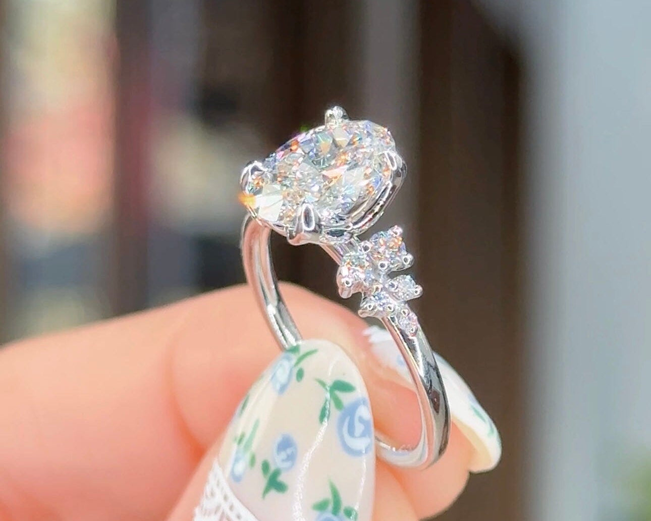 1.71ct F-VVS2 Oval Lab Diamond Nova Engagement Rings Princess Bride Diamonds 