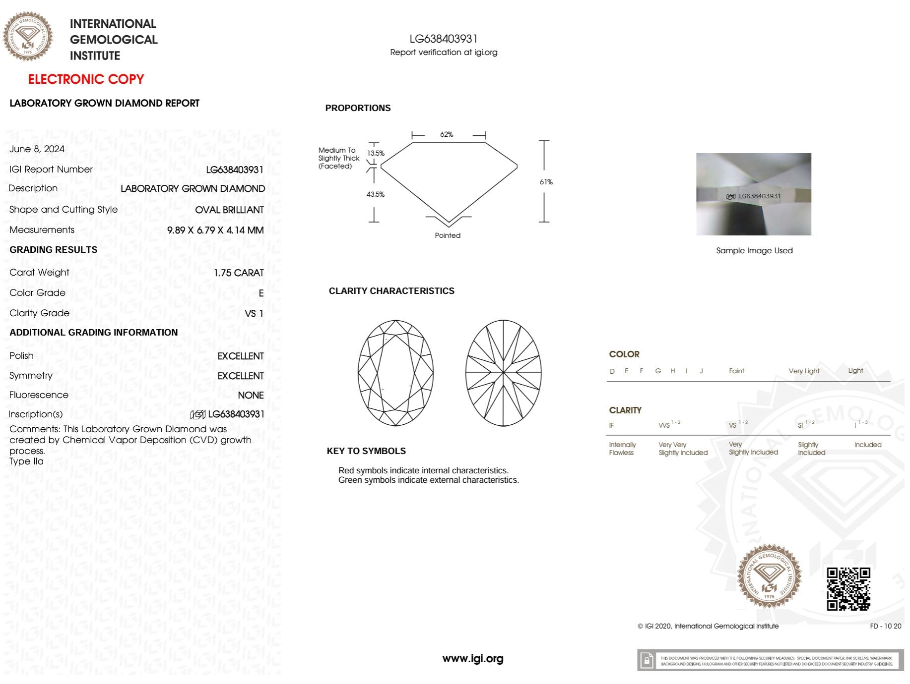 1.75 Carat E-VS1 Oval Lab Grown Diamond - IGI (#50906) Loose Diamond Princess Bride Diamonds 