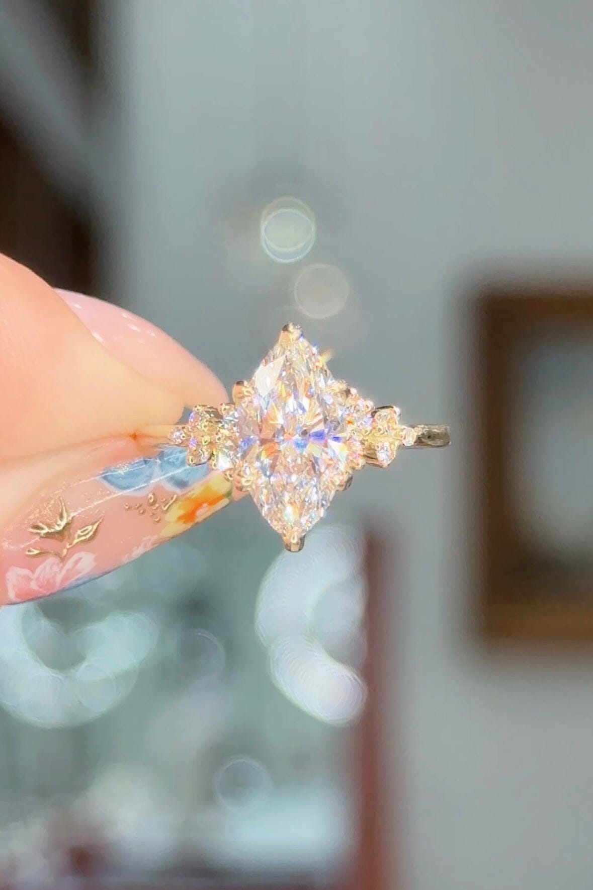 1.76ct E-VS1 Marquise Lab Diamond Nova Engagement Rings Princess Bride Diamonds 