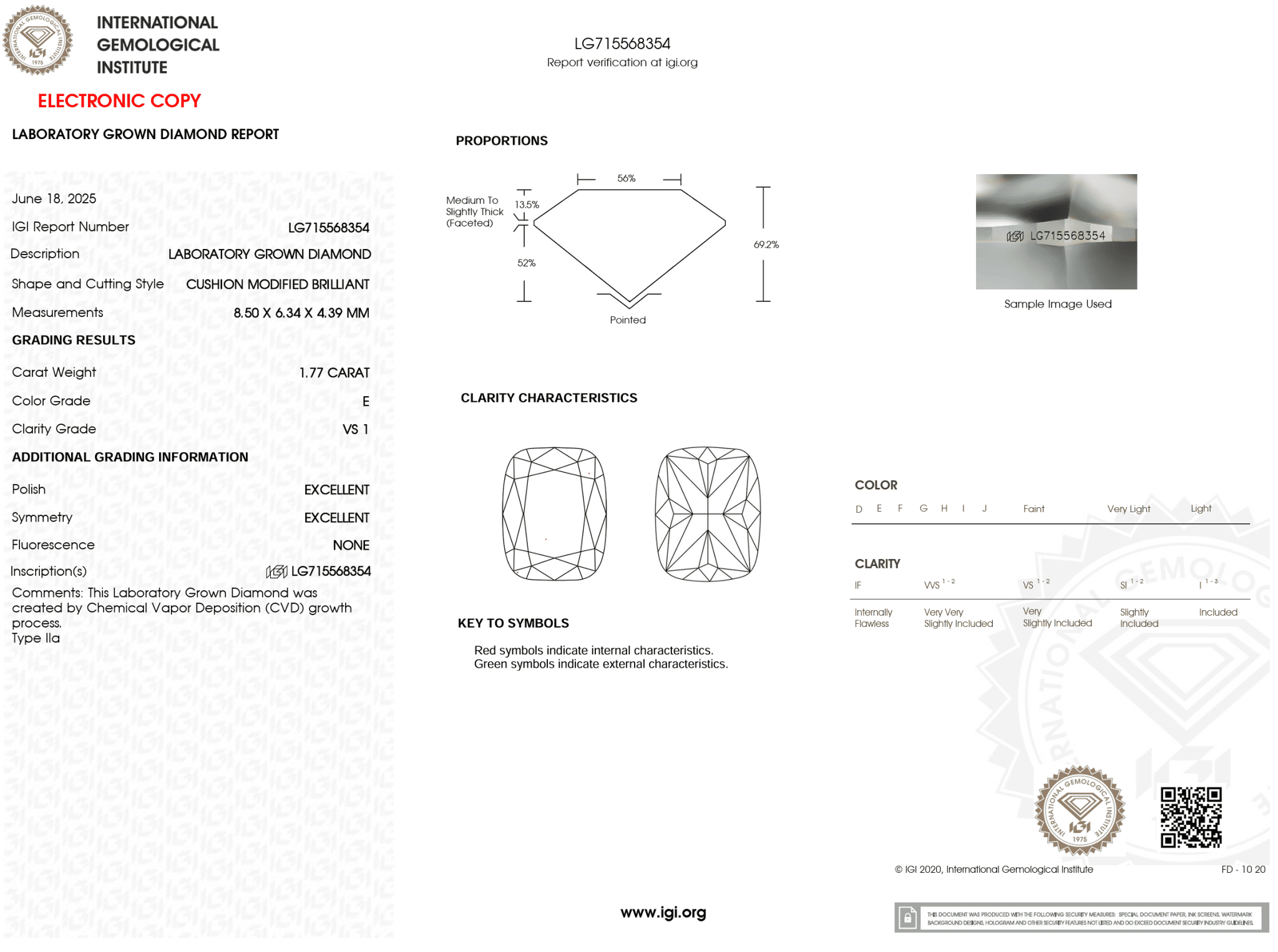 1.77 Carat E - VS1 Elongated Cushion Lab Grown Diamond - IGI (120407) - PBD Loose Diamond