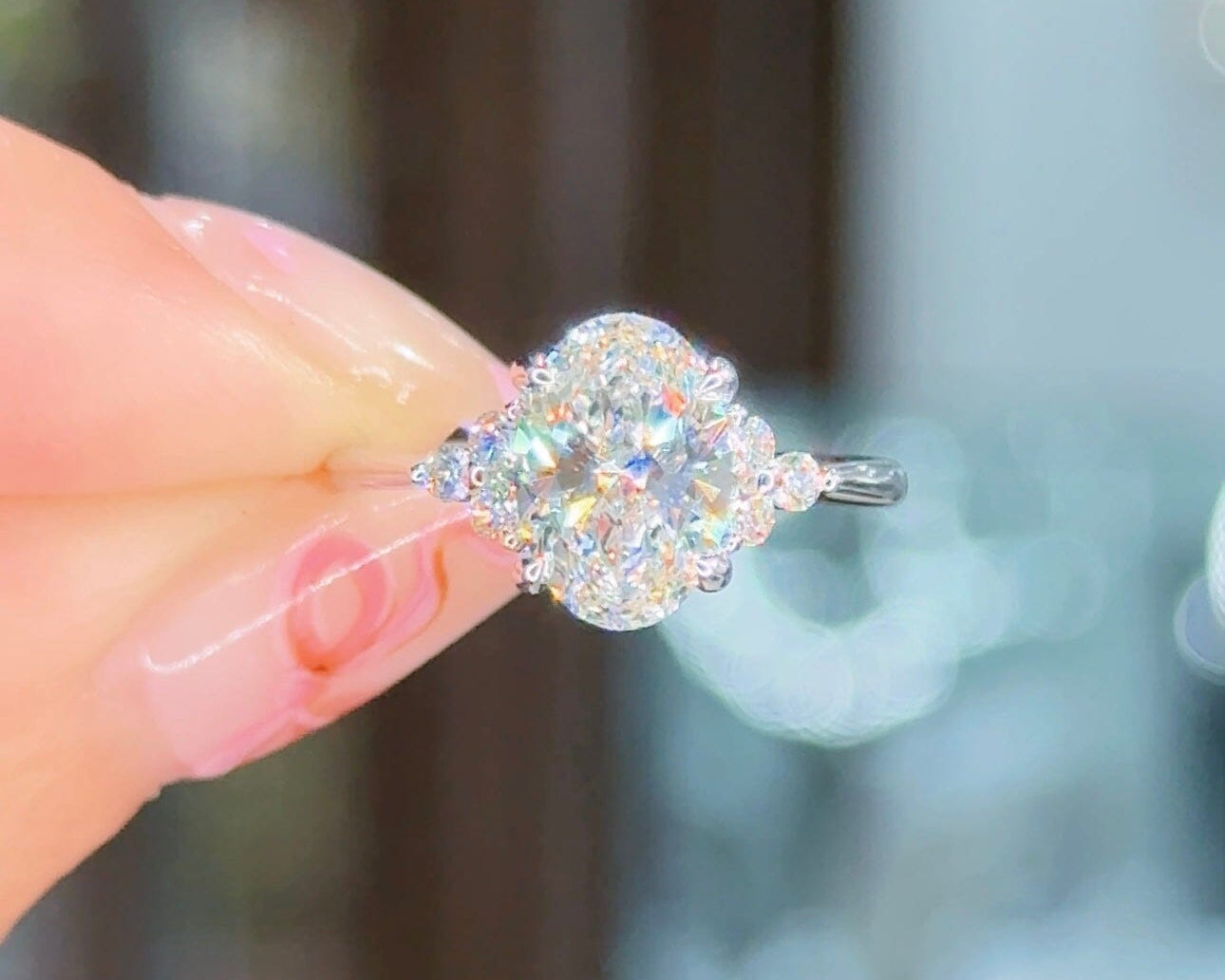 1.77ct F-VVS2 Oval Lab Diamond Lindsey Engagement Rings Princess Bride Diamonds 