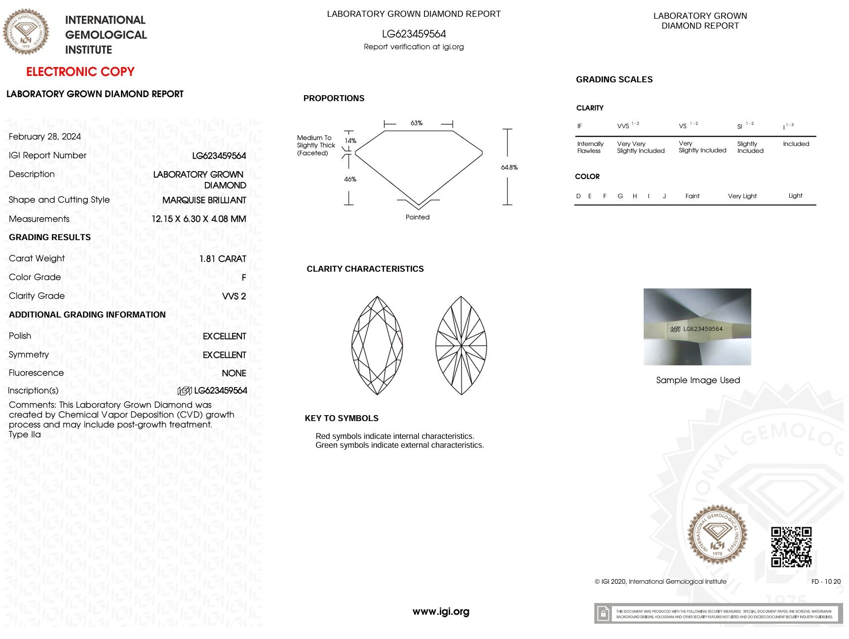 1.81 Carat F-VVS2 Marquise Lab Grown Diamond - IGI (#5377) Loose Diamond Princess Bride Diamonds 