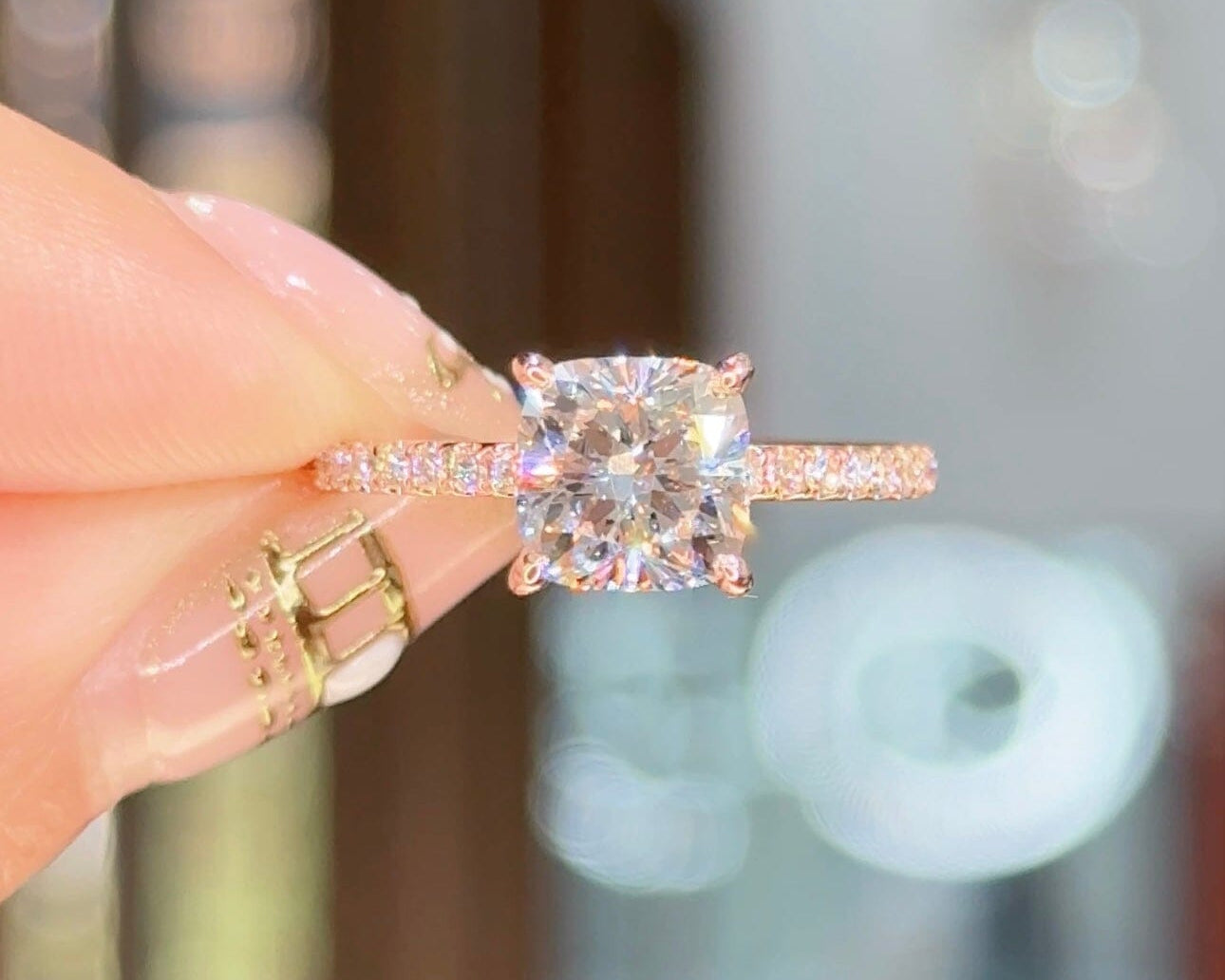 1.82ct E-VS1 Cushion Lab Diamond Kayla Engagement Rings Princess Bride Diamonds 