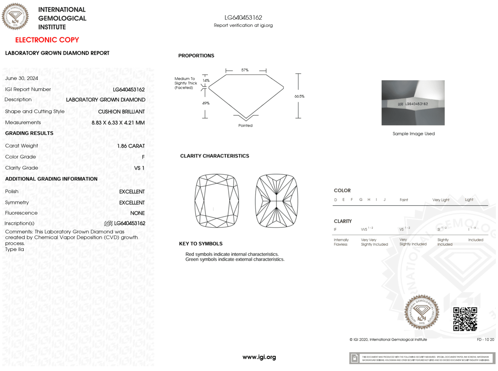 1.86 Carat F - VS1 Elongated Cushion Lab Grown Diamond - IGI (122806) - PBD Loose Diamond