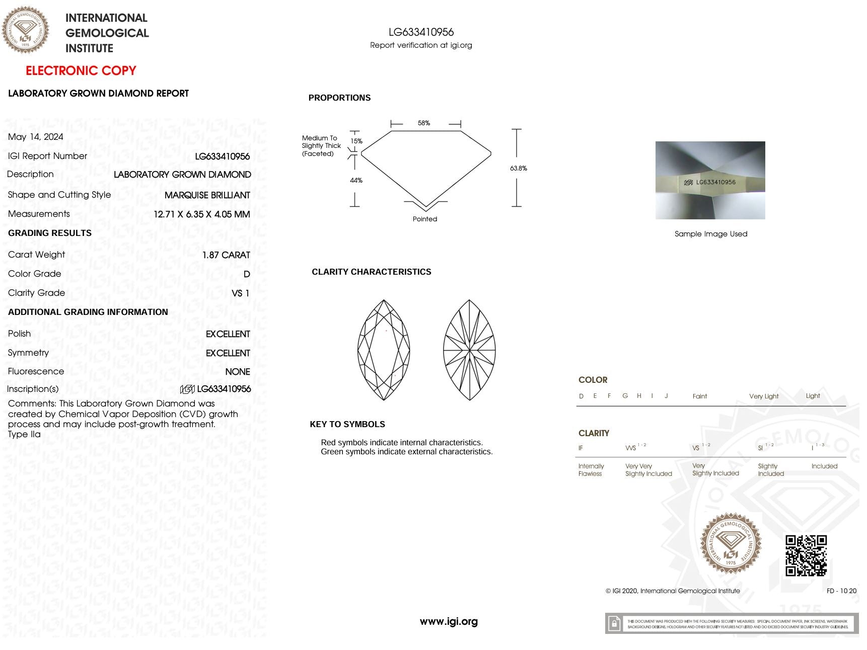 1.87 Carat D-VS1 Marquise Lab Grown Diamond - IGI (#5600) Loose Diamond Princess Bride Diamonds 