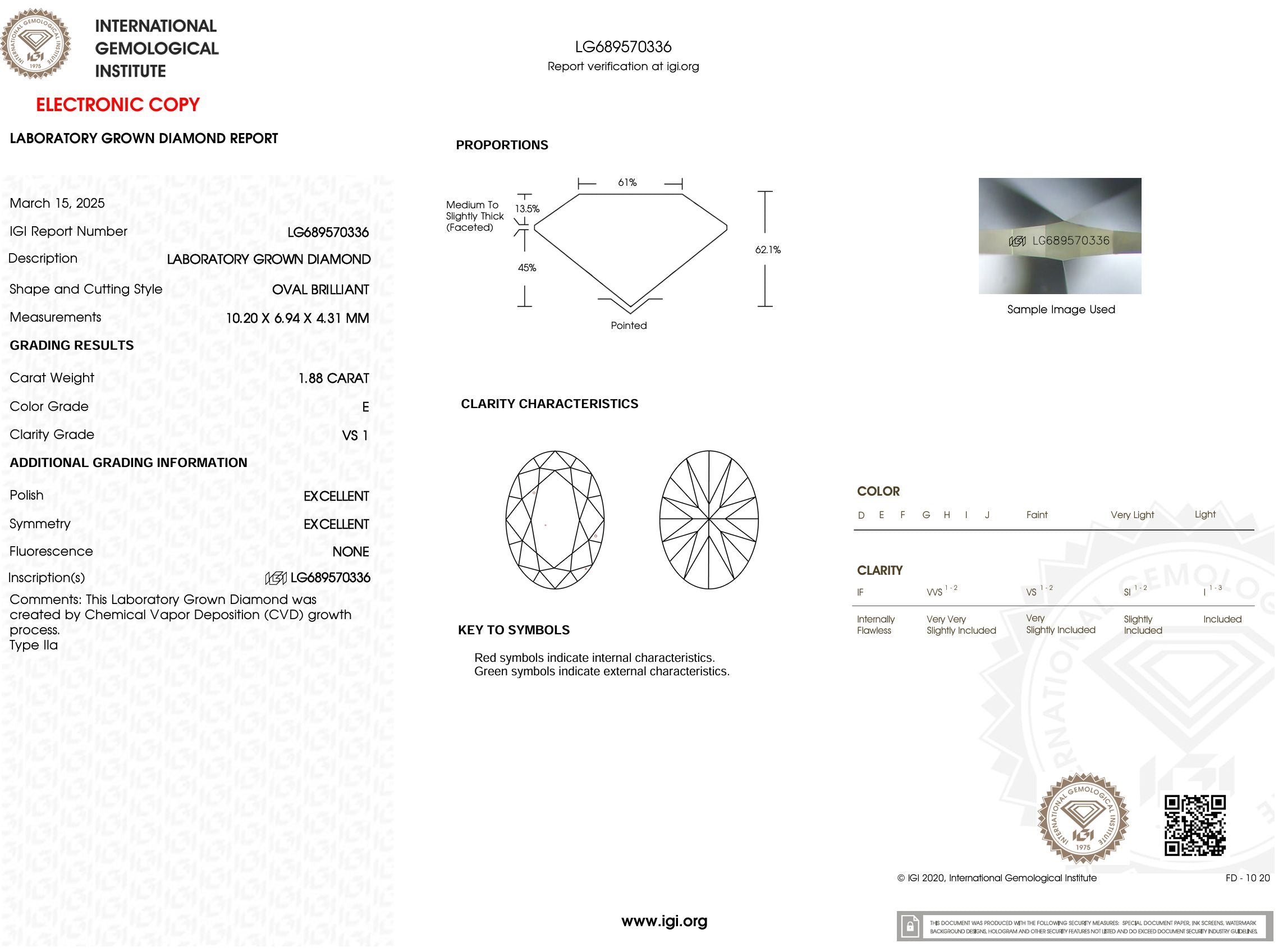 1.88 Carat E-VS1 Oval Lab Grown Diamond - IGI (#53446) Loose Diamond Princess Bride Diamonds 