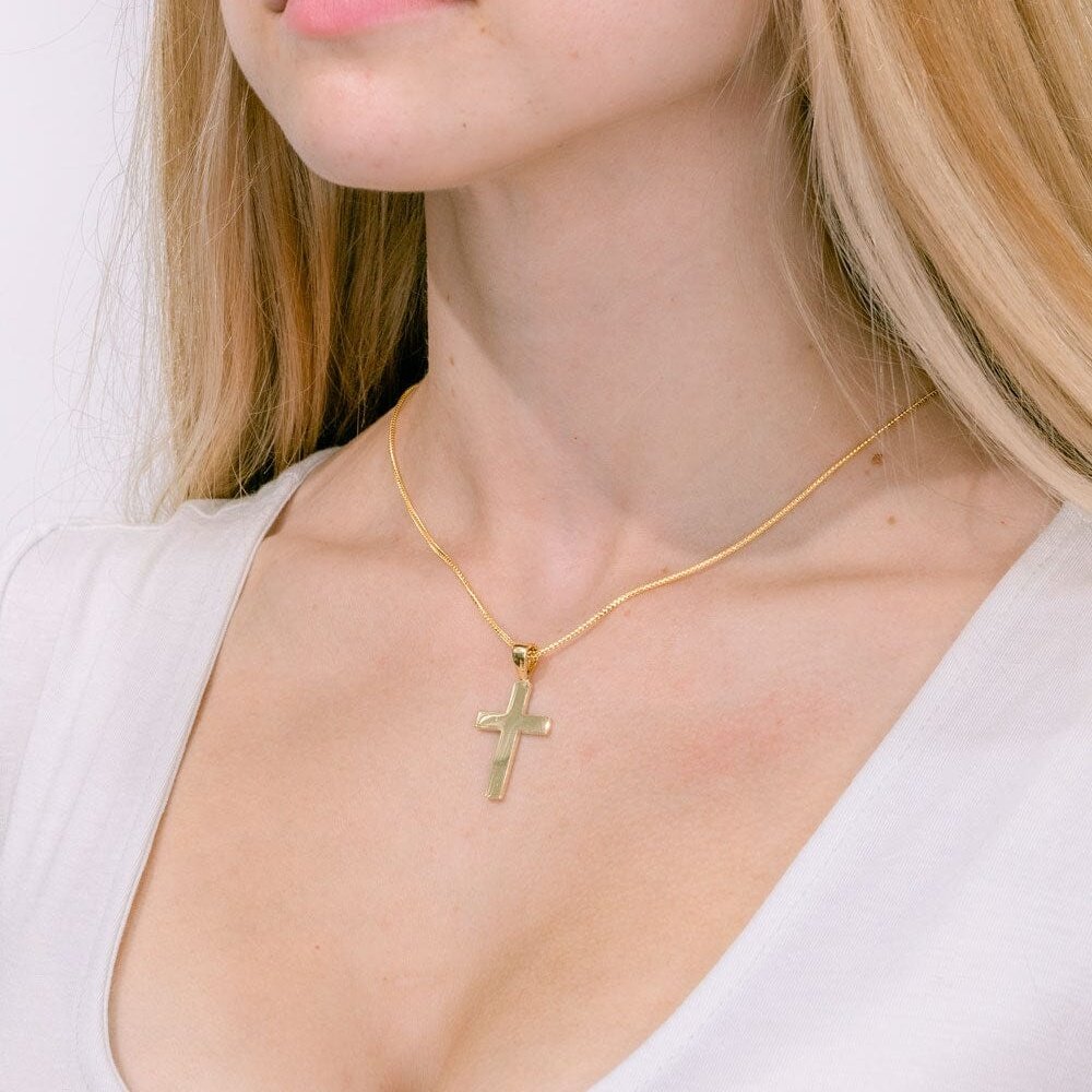18k Yellow Gold High Polish Cross Necklace Necklaces Princess Bride Diamonds 