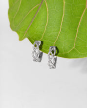 18mm 14k White Gold Pavé Braided Hoops - PBD Earrings