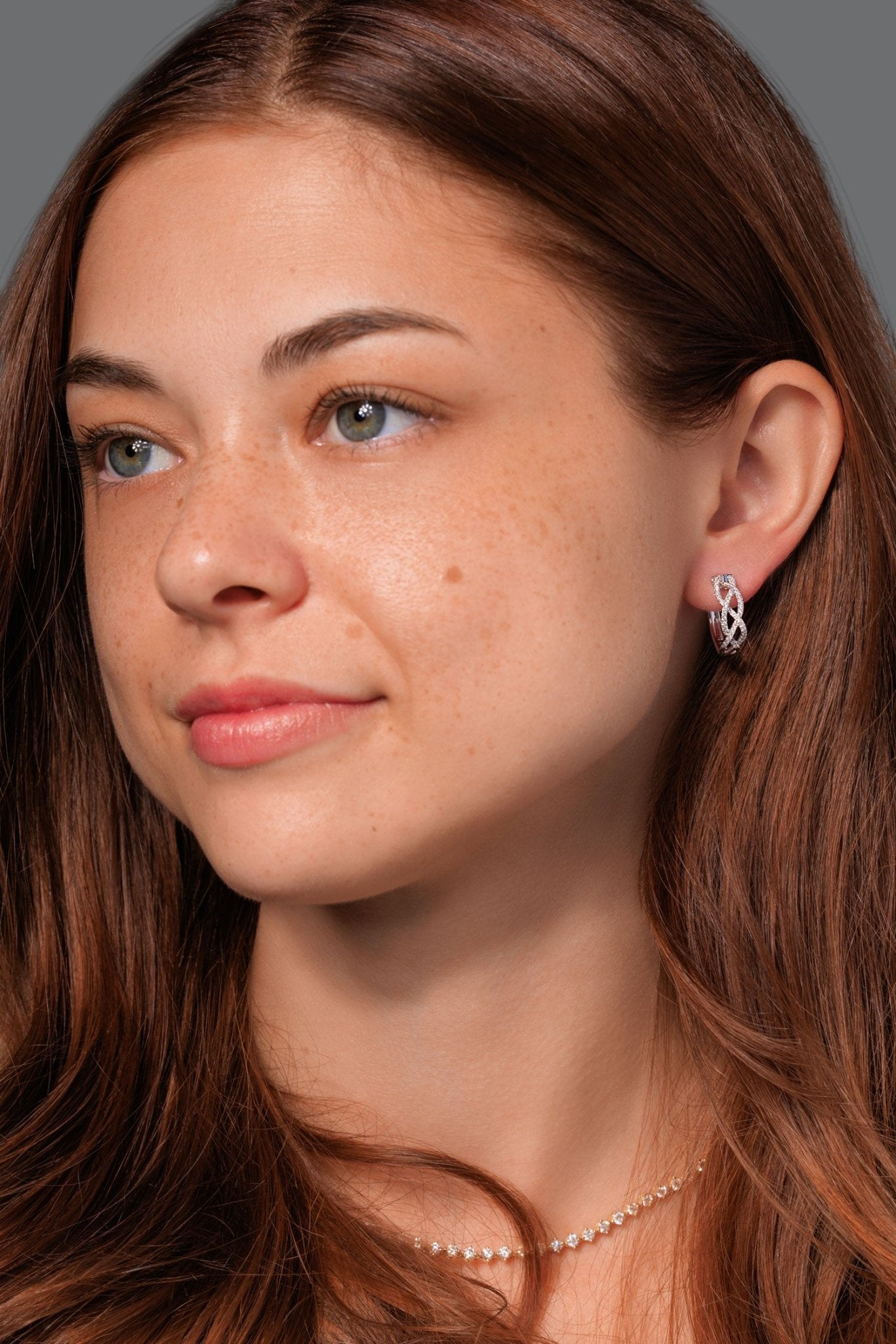 18mm 14k White Gold Pavé Braided Hoops - PBD Earrings